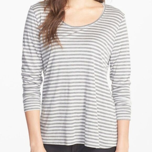 Eileen Fisher Maroon Stripe Micromodal & Cashmere Top Size S - Picture 1 of 5